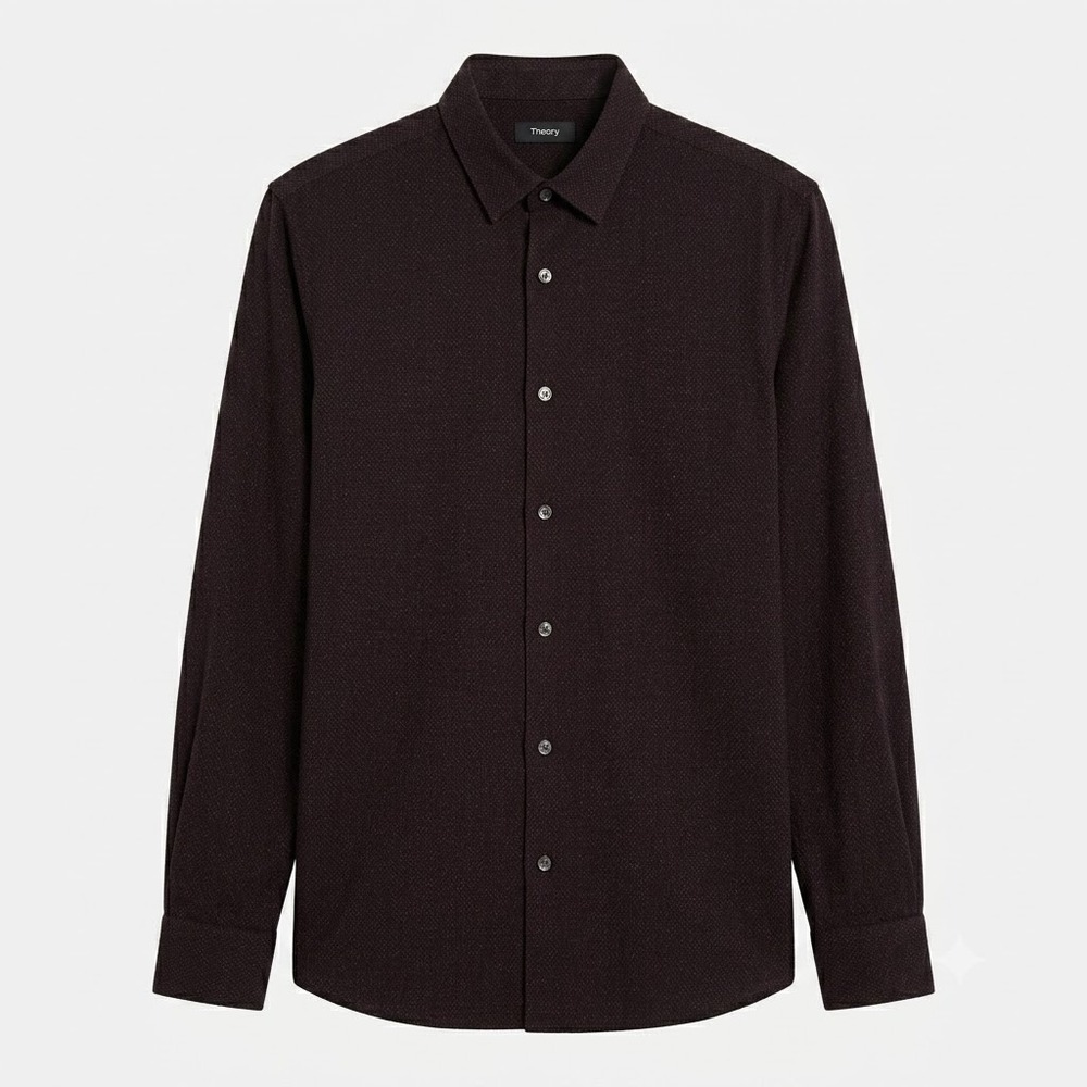Theory Mens Murrary Ice Pin Dot Button Down Shirt Purple Size‎ Medium - CJ